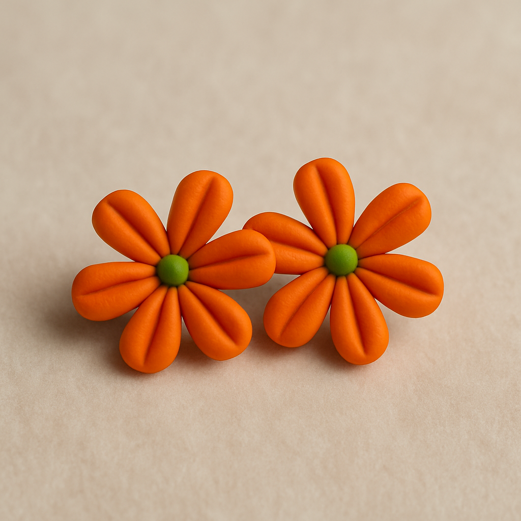 Handcrafted Clay Marigold Studs