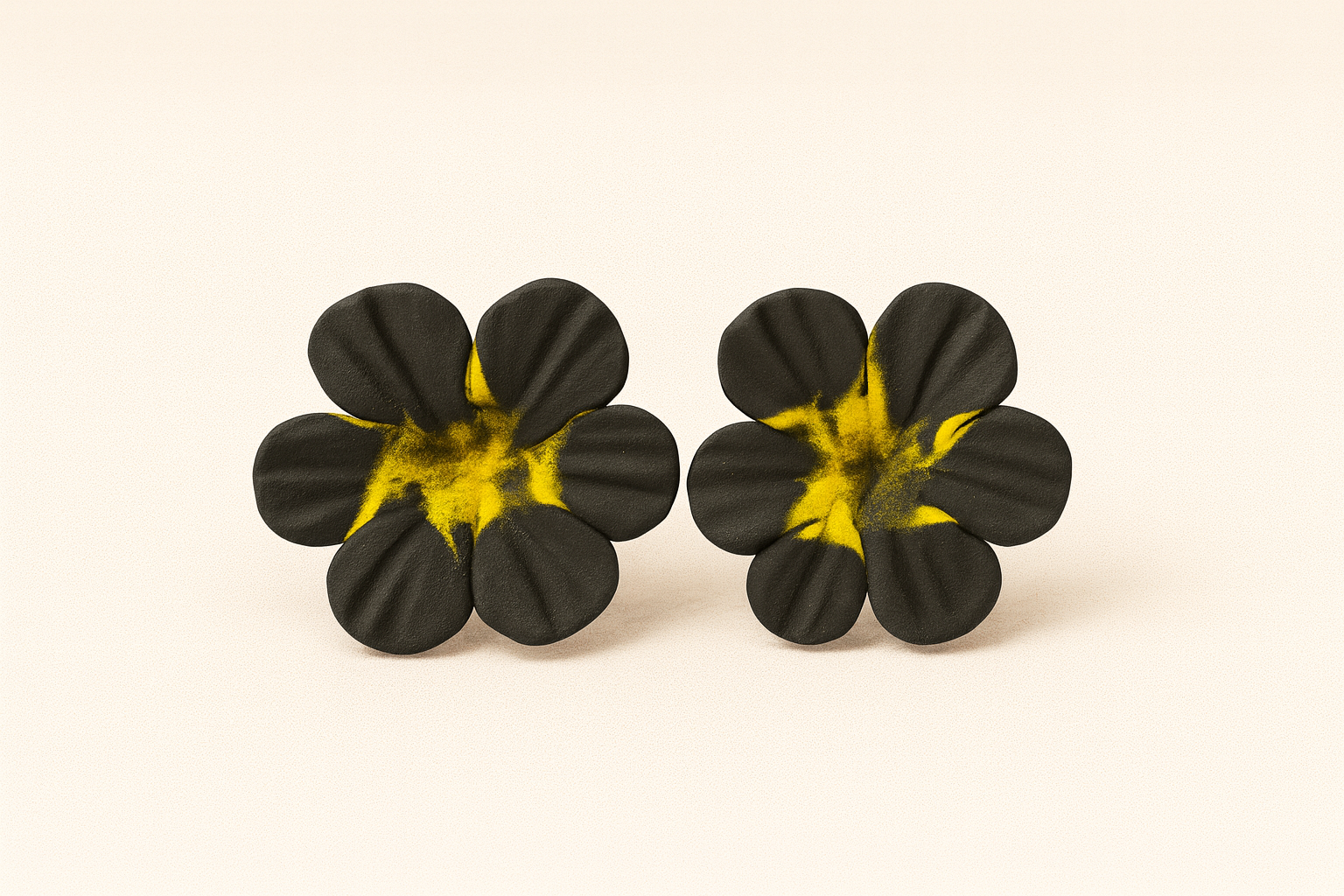 Handcrafted Midnight Bloom Clay Studs
