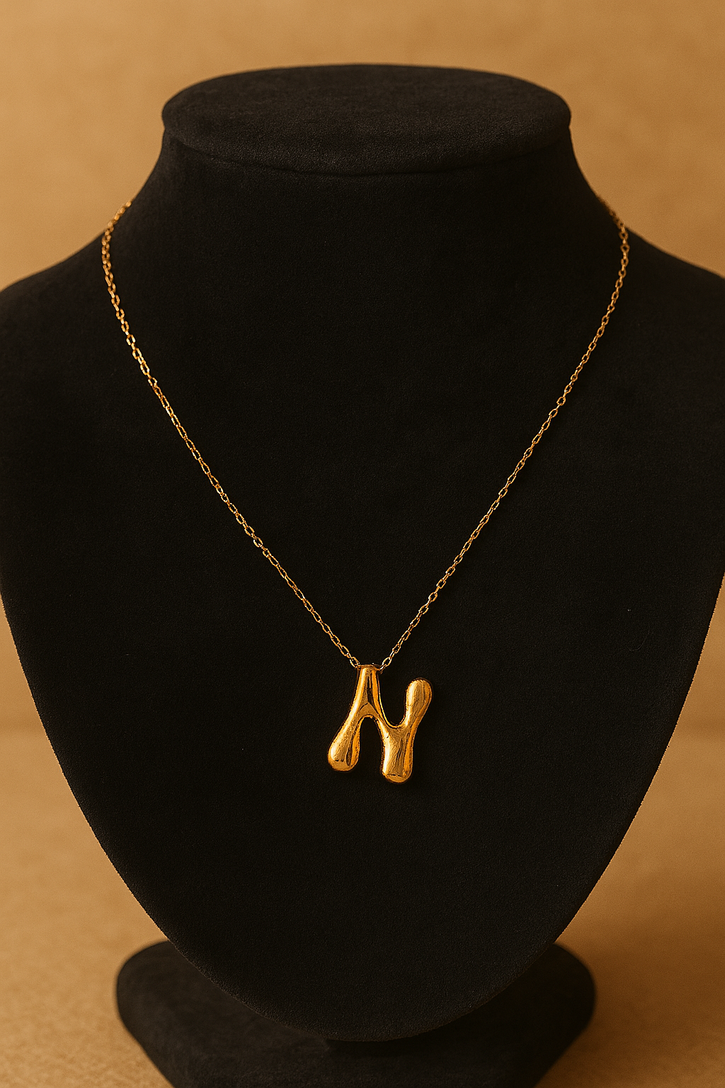 Golden Initial "N" Pendant Necklace