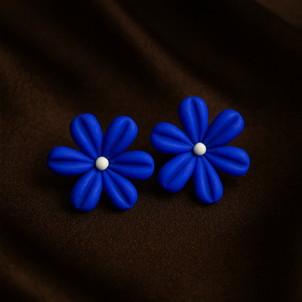 Handcrafted Midnight Bloom Clay Studs