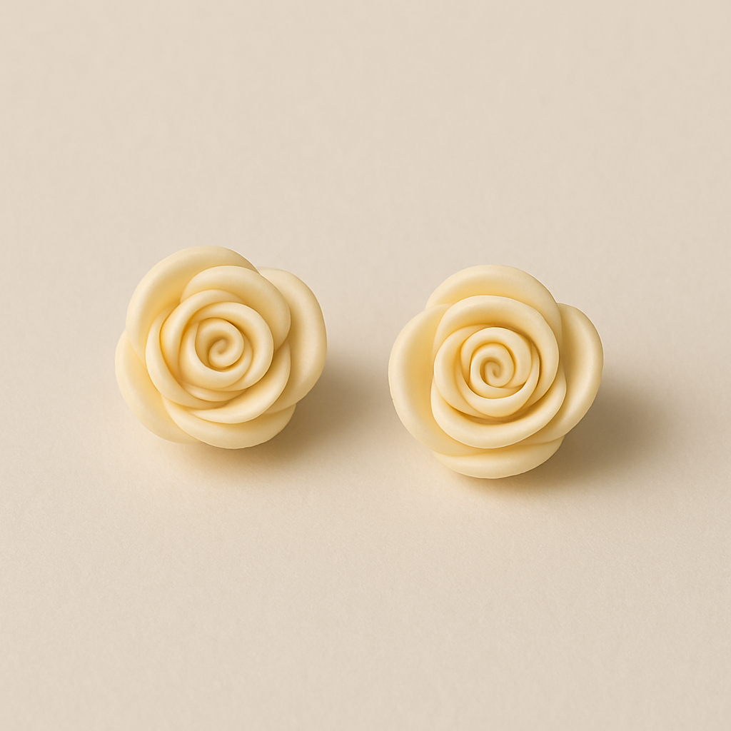 Handcrafted Terracotta Rose Clay Studs