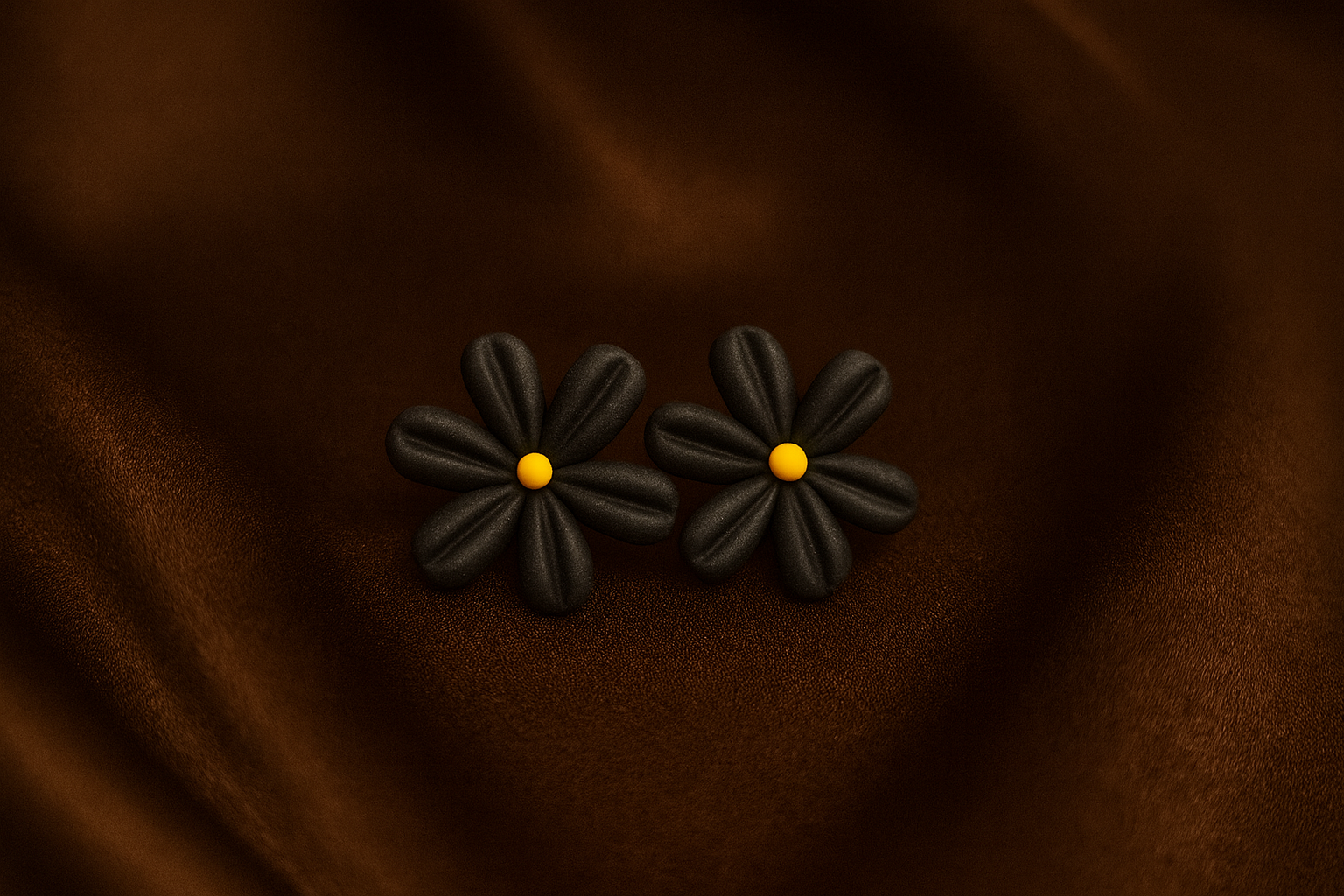 Handcrafted Midnight Daisy Clay Studs
