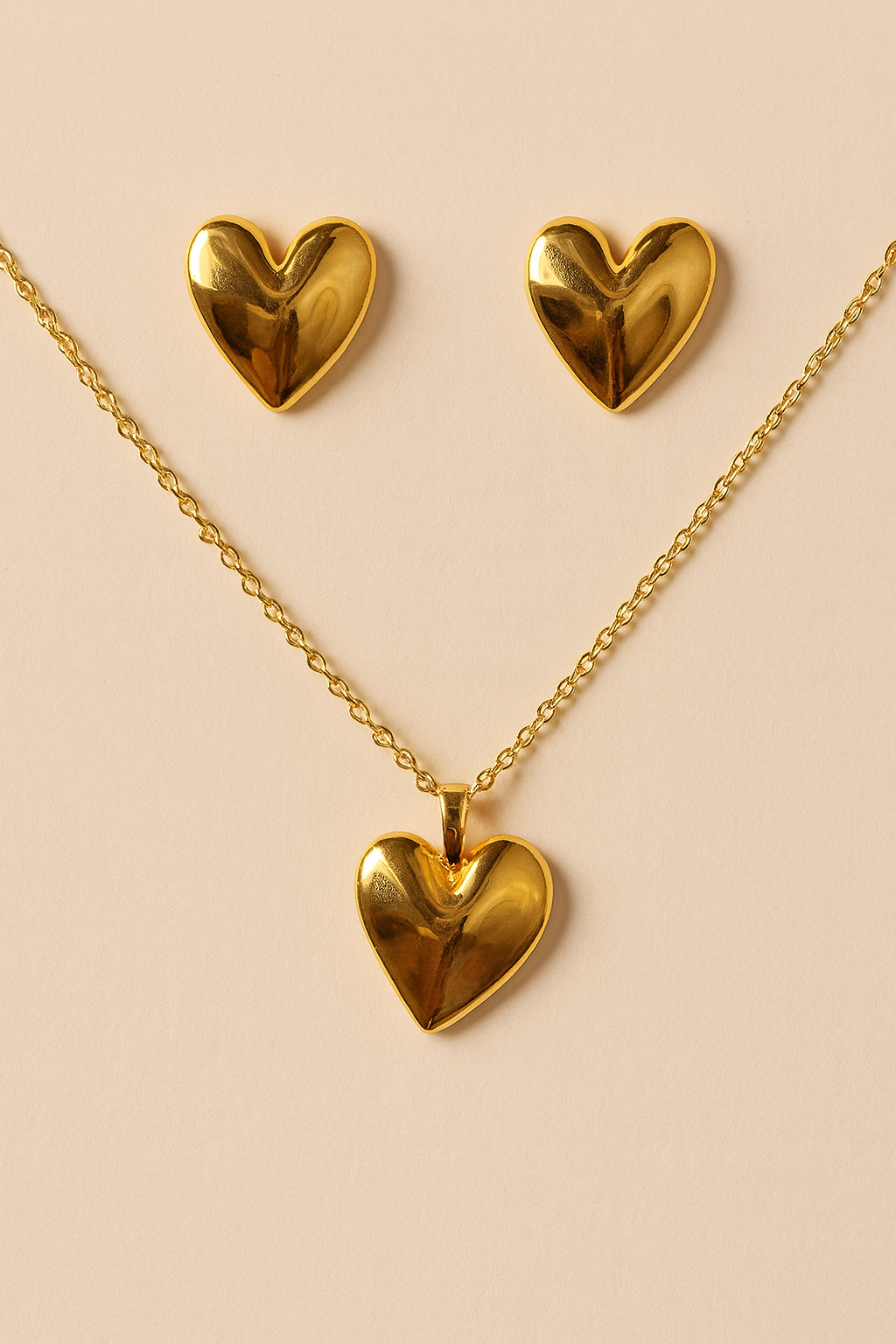 Golden Heart Charm Jewelry Set