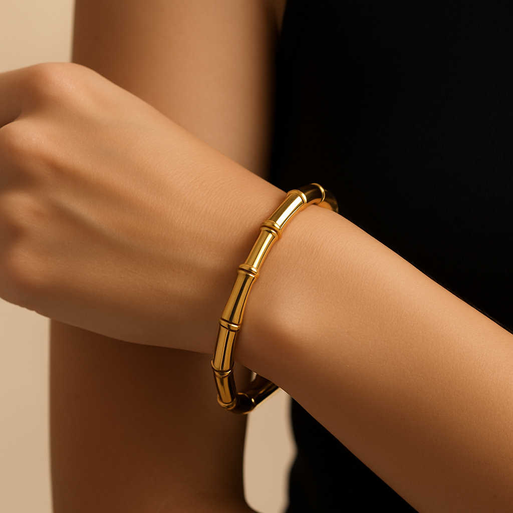 Bamboo Gleam Bangle – Gold Finish
