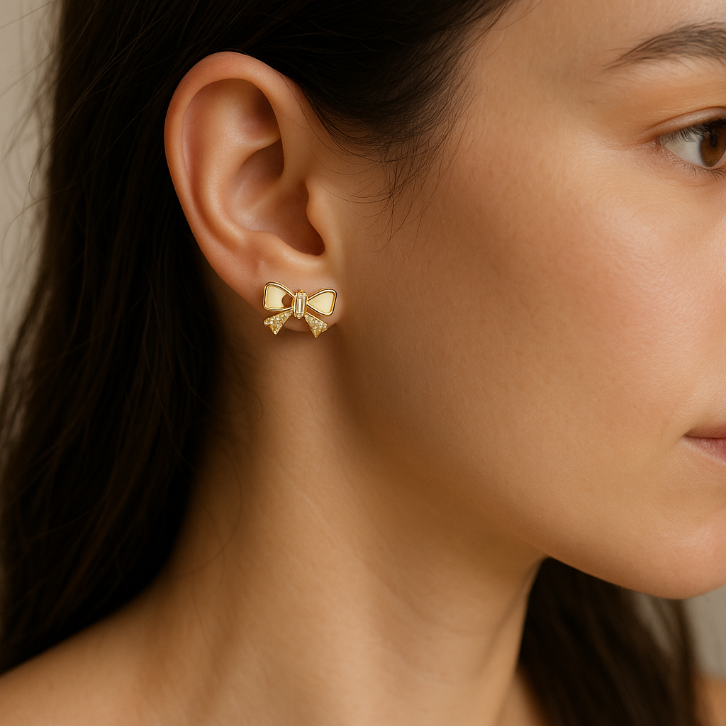 Golden Bow Elegance Stud Earrings