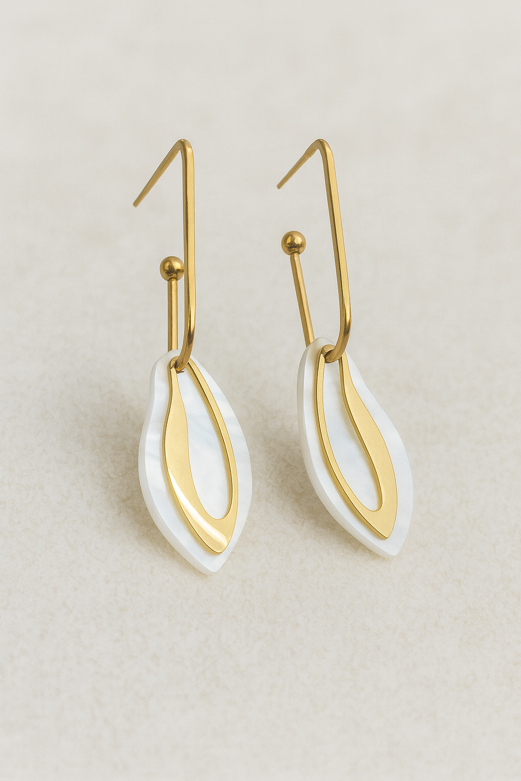 Radiant Petal Mother-of-Pearl Drop Earrings