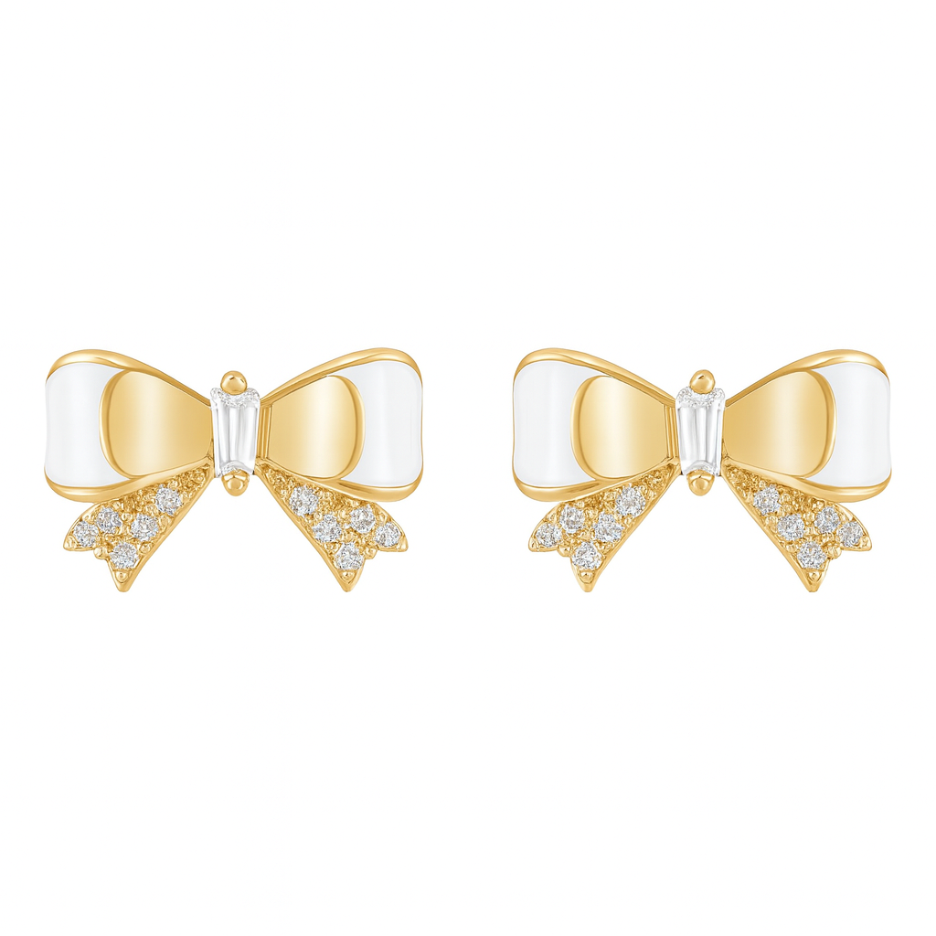 Golden Bow Elegance Stud Earrings