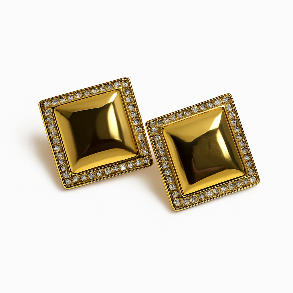 Regal Gold Square Stud Earrings