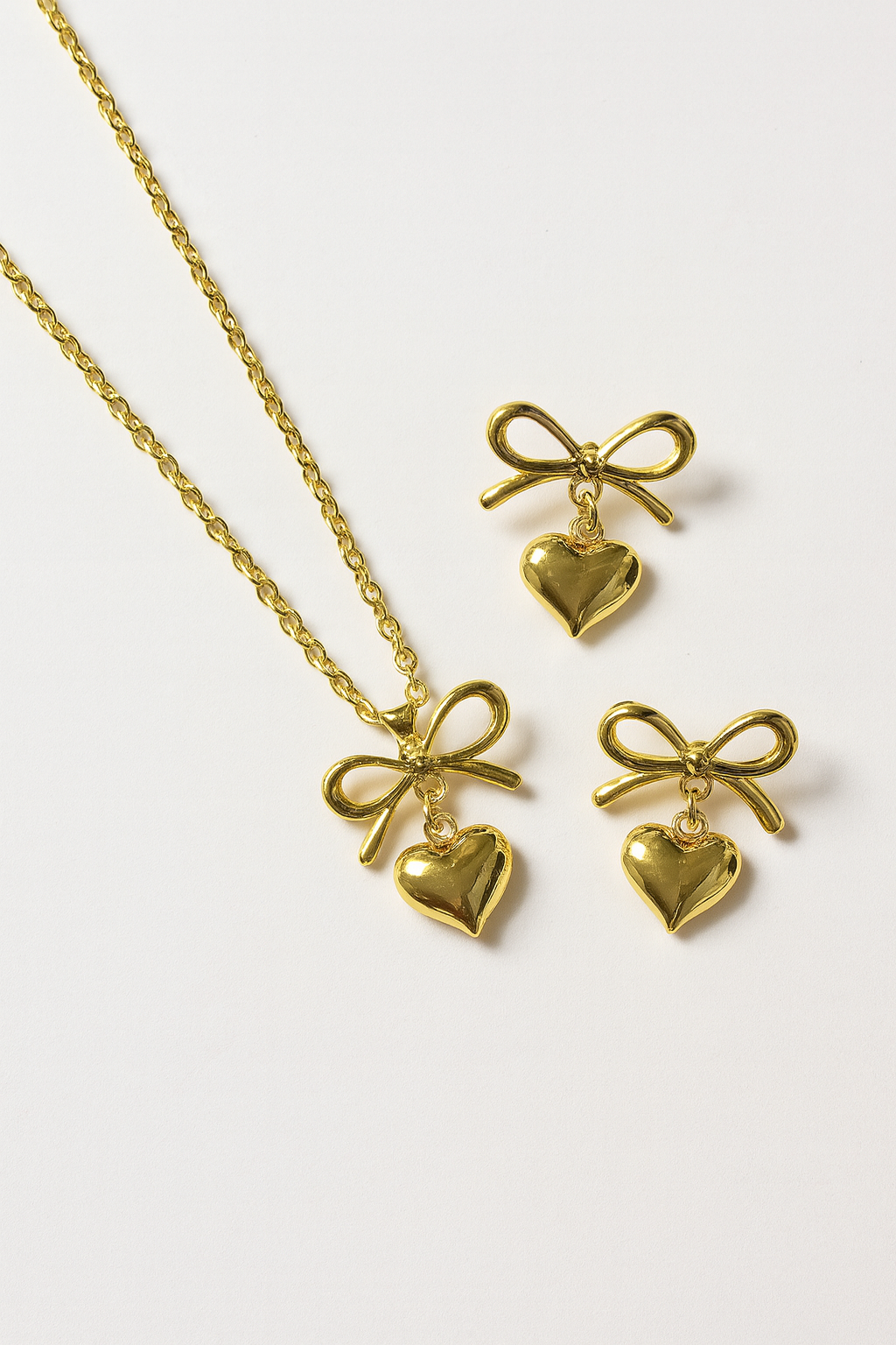 Golden Bow Heart Jewelry Set