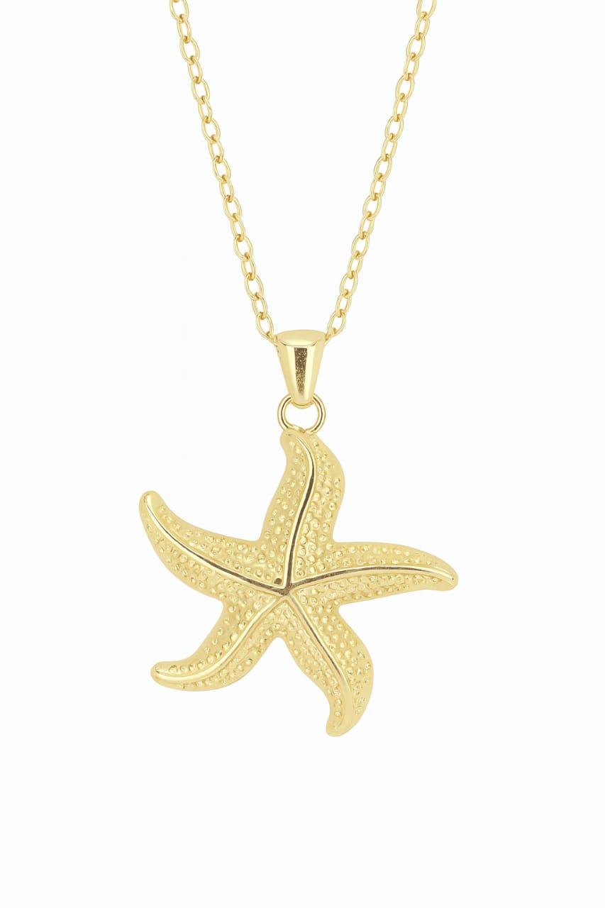 Golden Starfish Ocean Charm Necklace