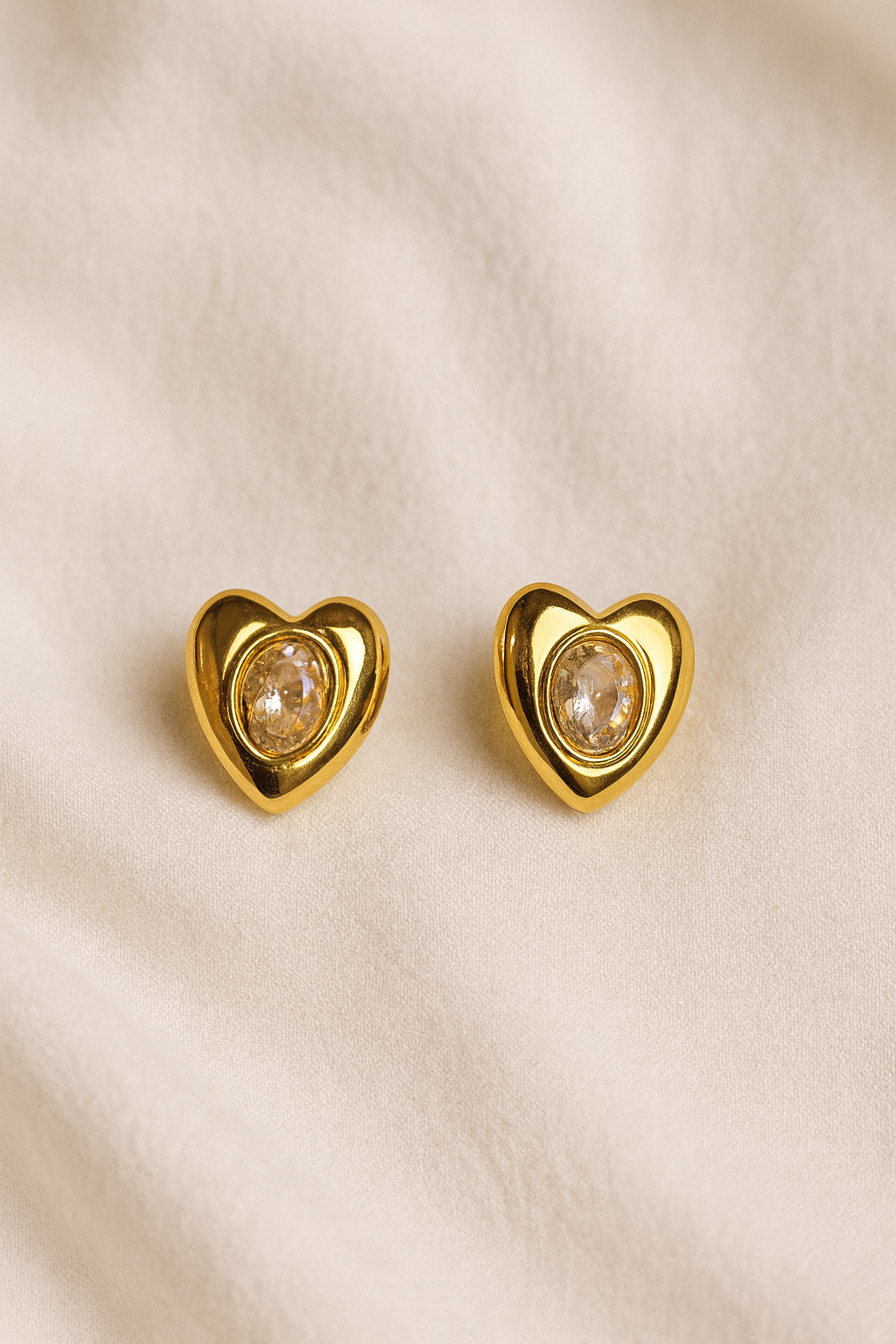 Golden Heart Charm Studs