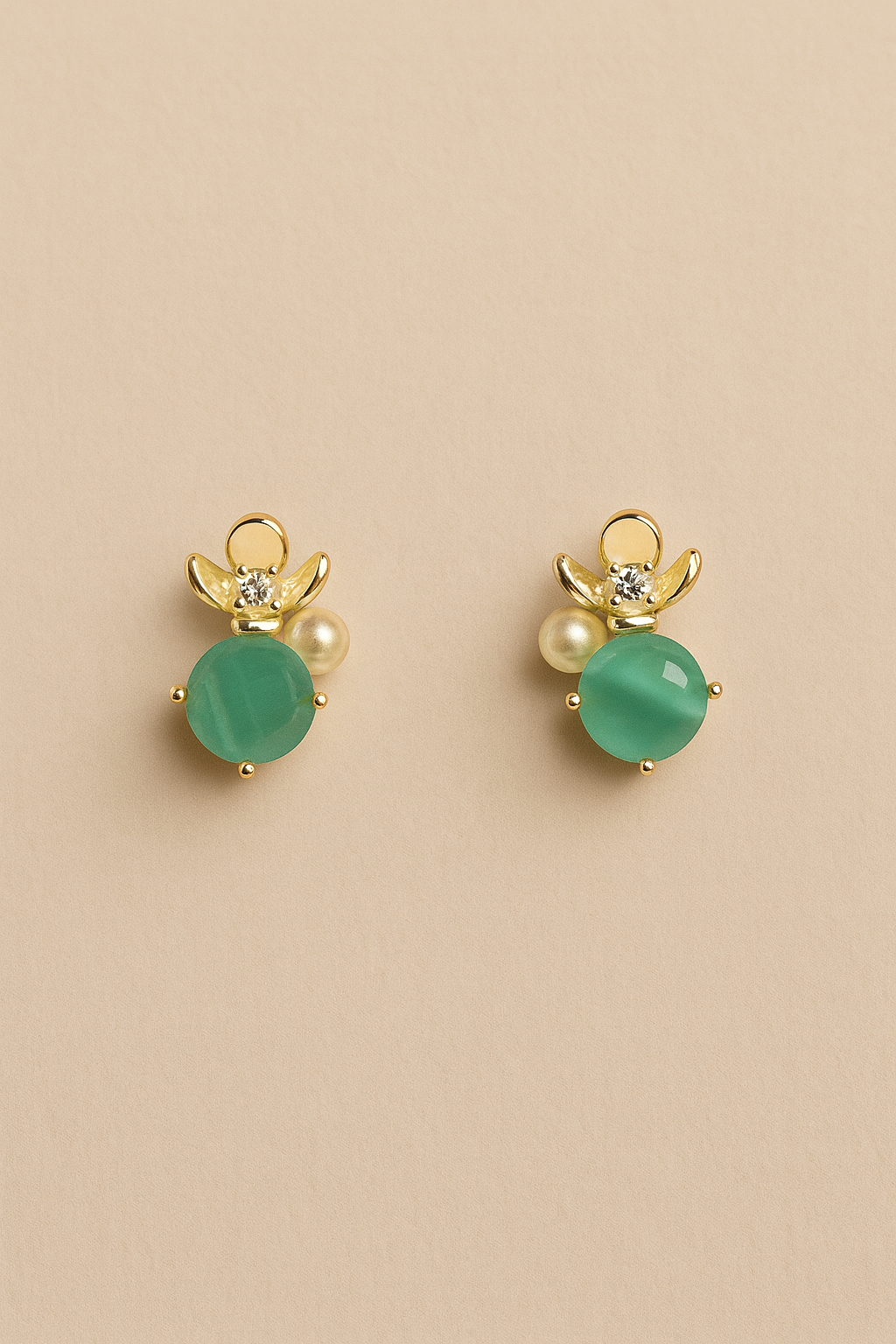 Emerald Glow Floral Earrings
