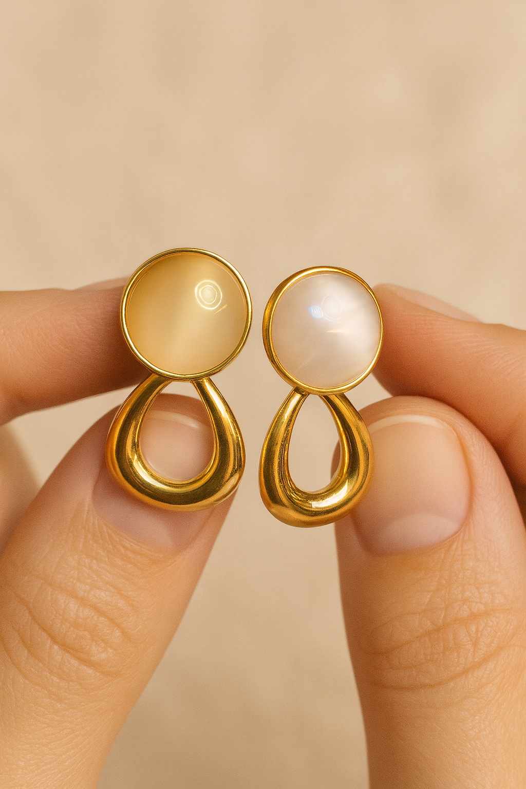 Golden Teardrop Mother-of-Pearl Earrings