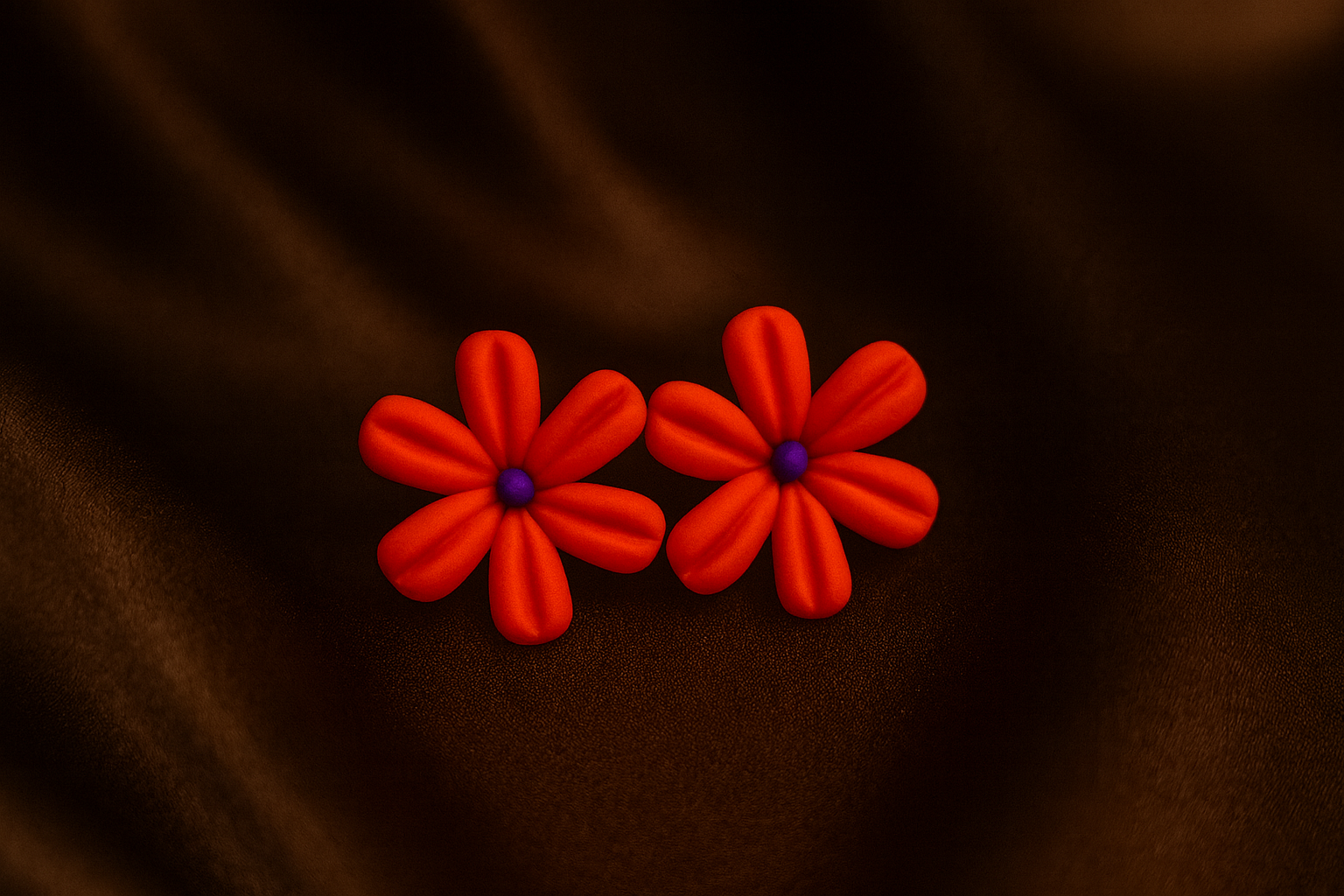 Handcrafted Scarlet Bloom Clay Studs