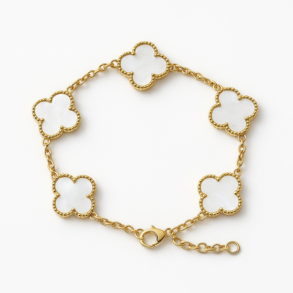 Luna Clover Mother-of-Pearl Bracelet – Gold Finish