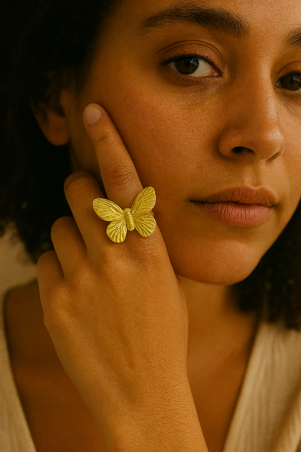 Golden Butterfly Whimsy Ring