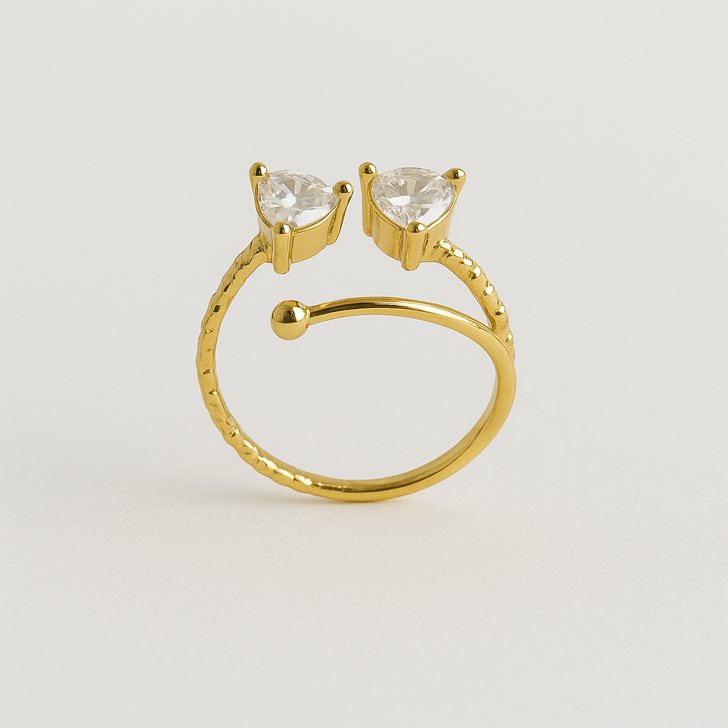 Twin Sparkle Adjustable Ring – Gold-Plated