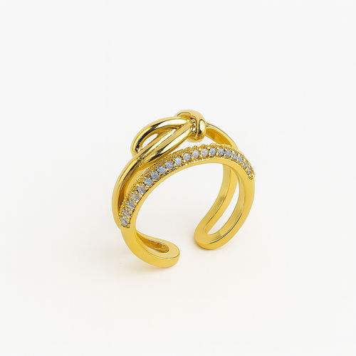 Aurum Grace Zircon-Studded Adjustable Ring