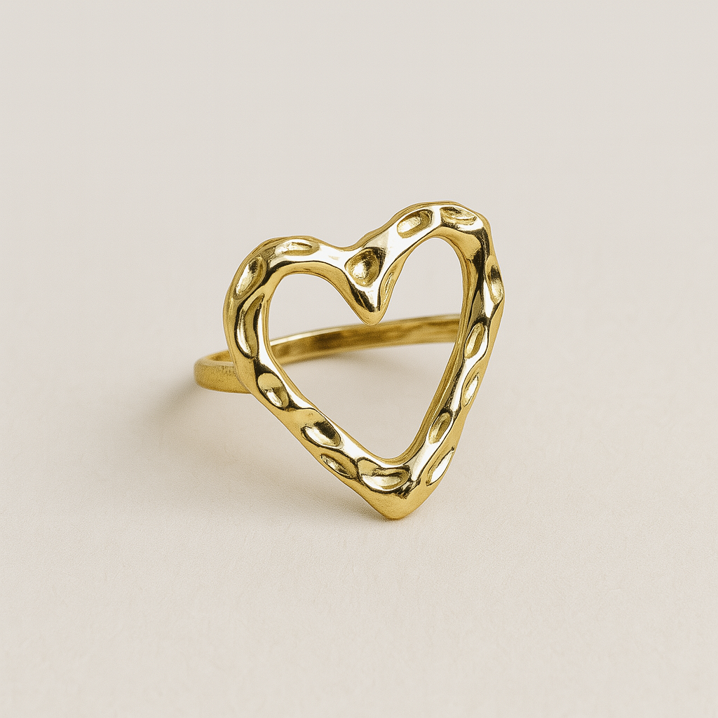 Molten Heart Ring – Sculpted Gold Finish