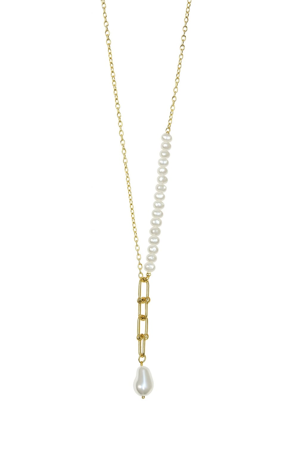 Pearl & Gold Harmony Drop Necklac