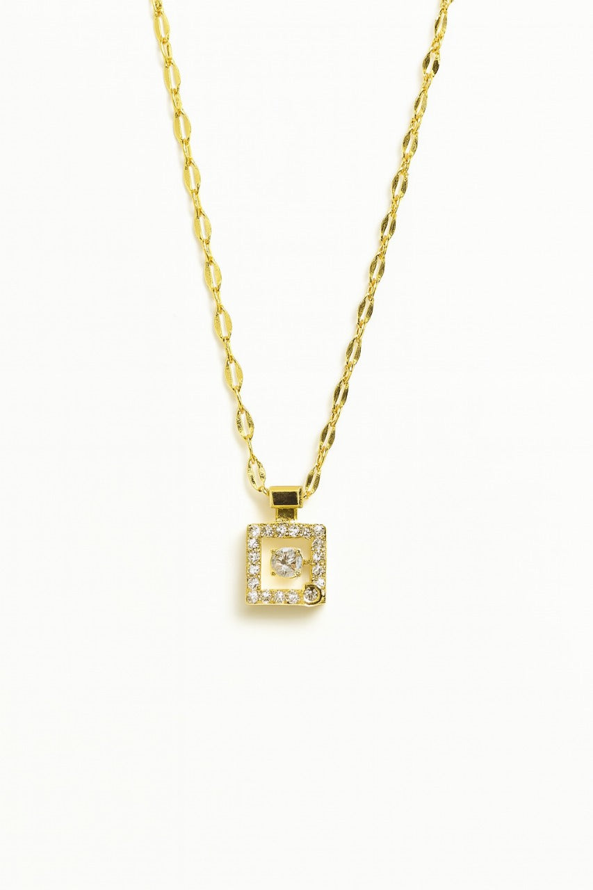 Square Radiance Crystal Pendant Necklace