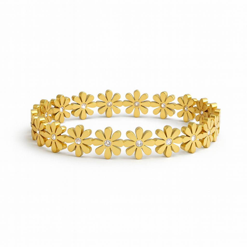 Daisy Bloom Bracelet – Gold Finish