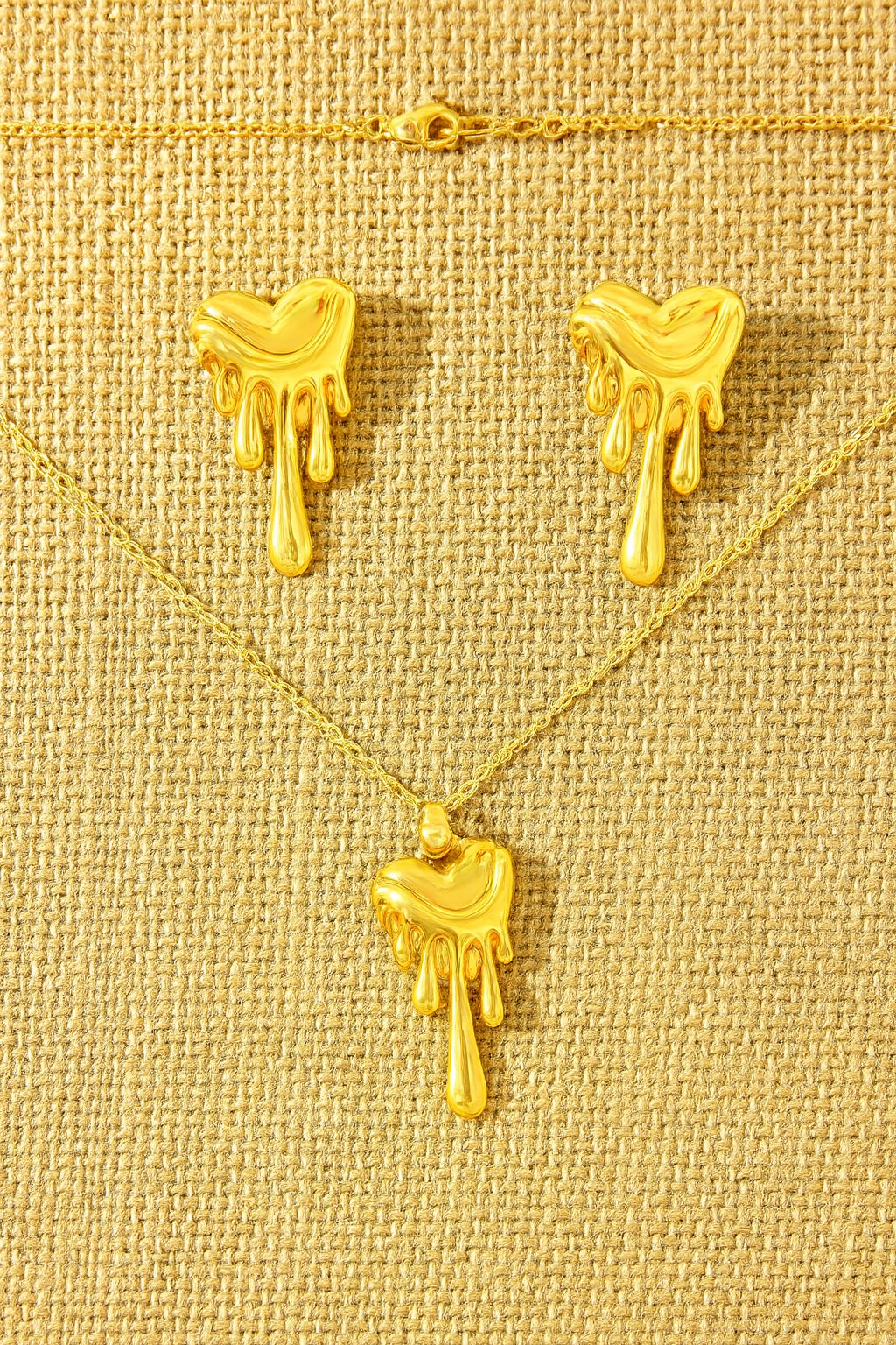 Golden Drip Heart Jewelry Set
