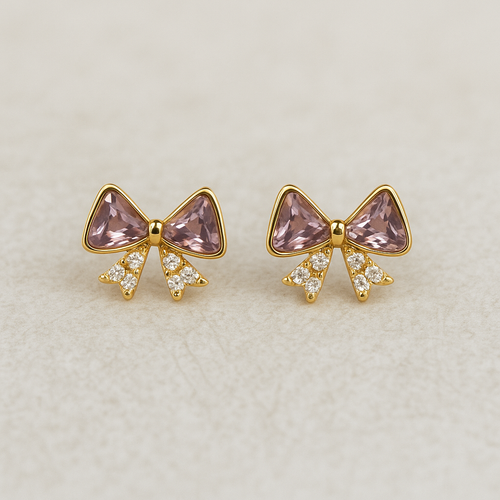 Amethyst Bow Luxe Stud Earrings