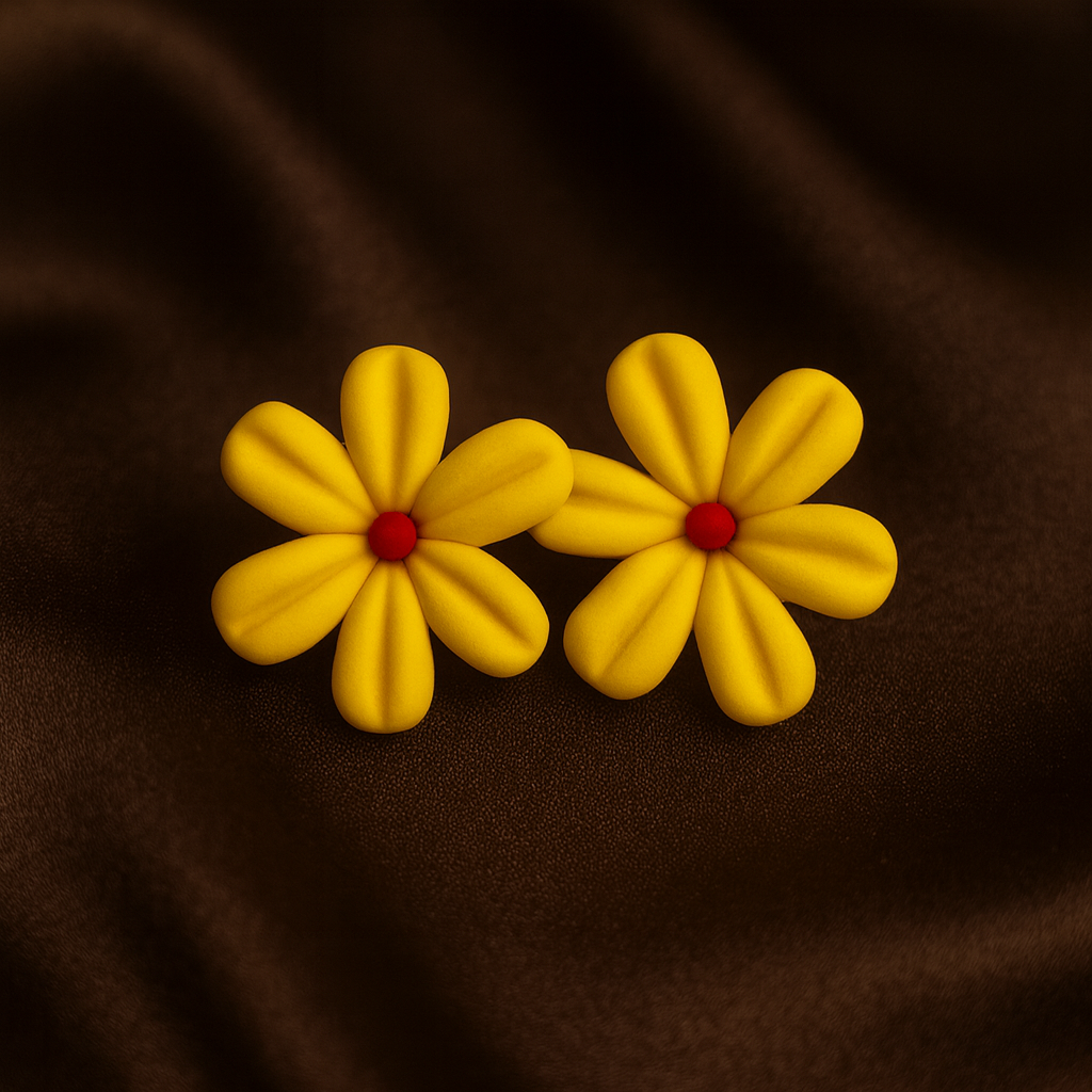 Handcrafted Sunshine Bloom Clay Studs
