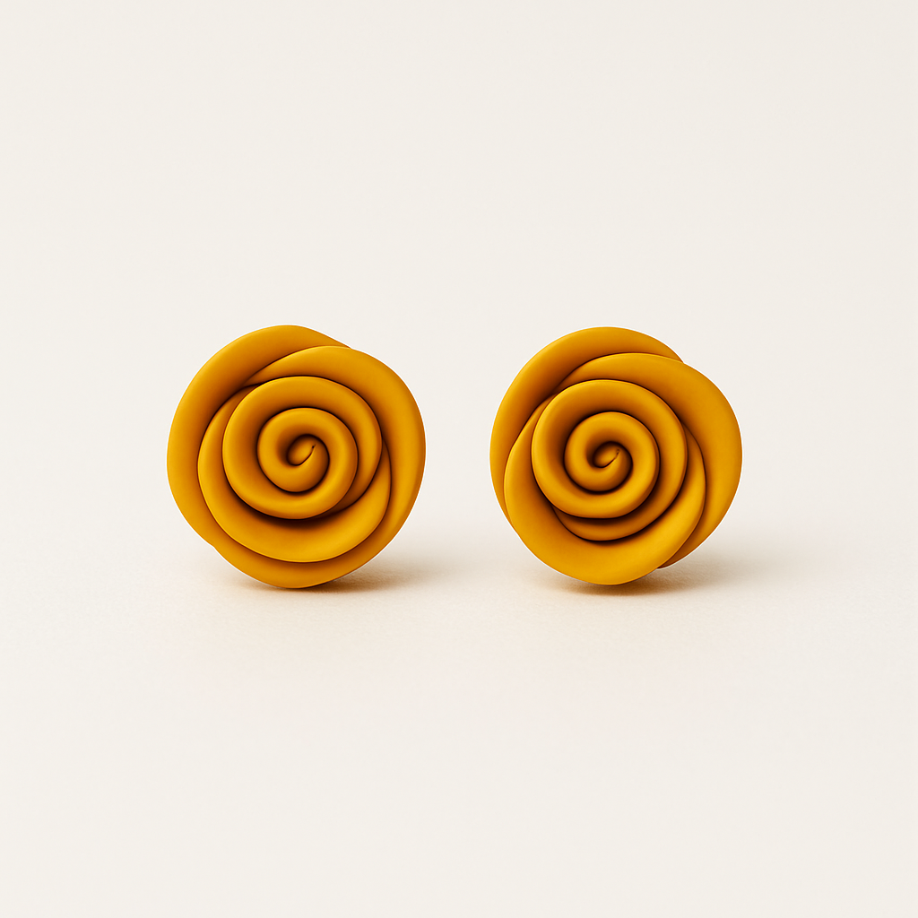 Handcrafted Mustard Rose Clay Studs
