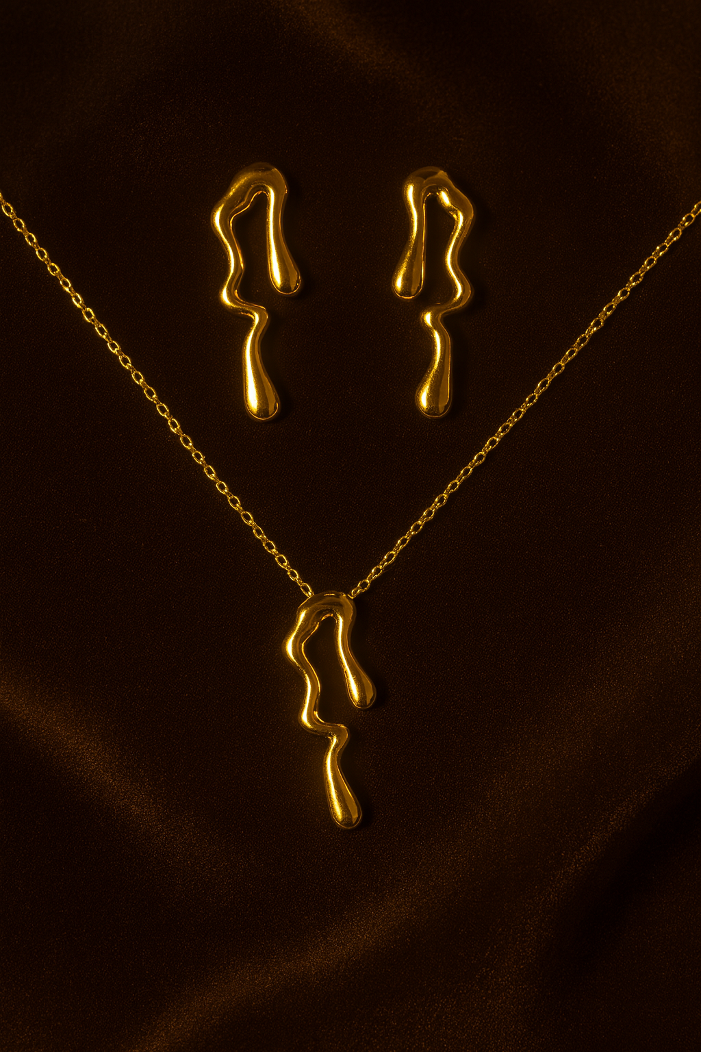 Golden Fluid Art Jewelry Set