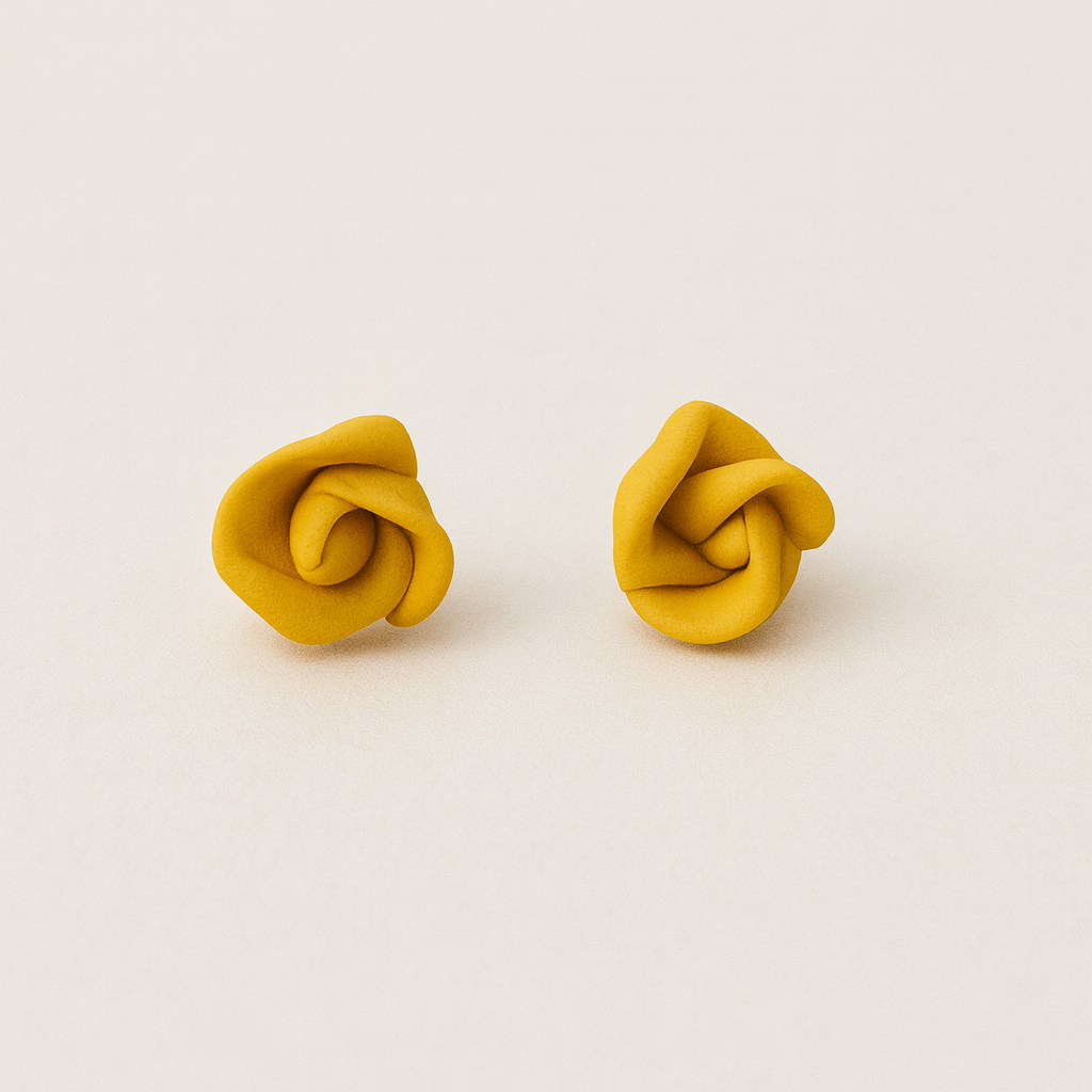 Handcrafted Mustard Rosebud Clay Studs