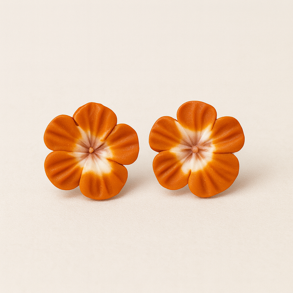 Handcrafted Sunset Bloom Clay Studs