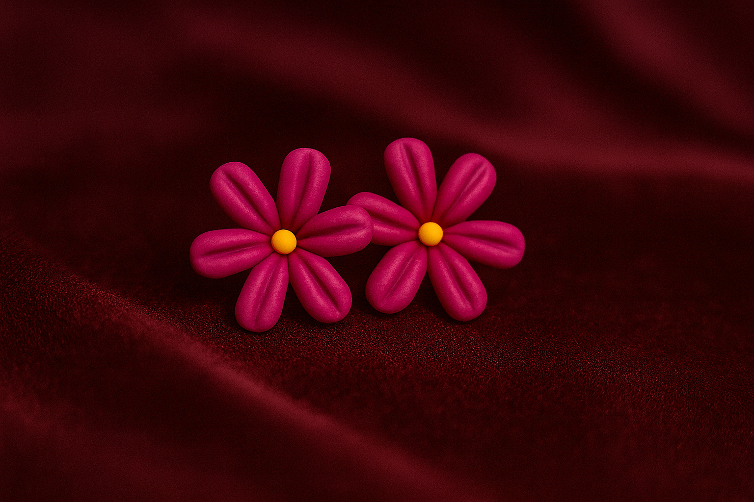 Handcrafted Fuchsia Bloom Clay Studs